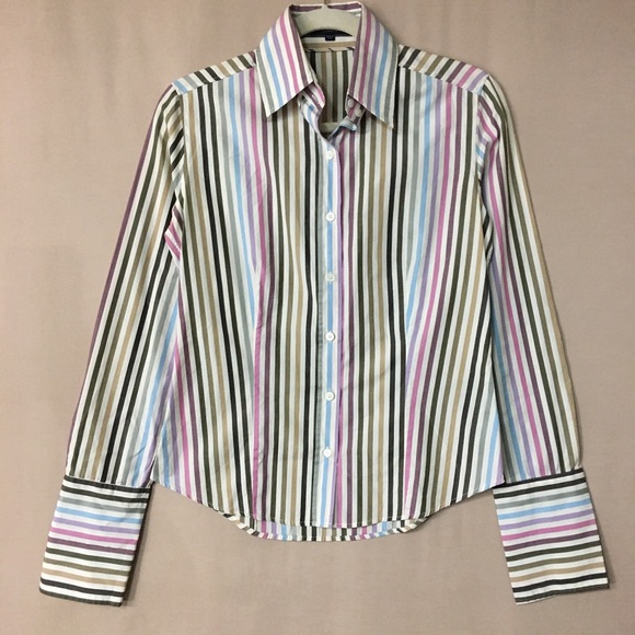 Burberry Tops - BURBERRY LONDON Women’s Multicolored Striped Shirt Sz S